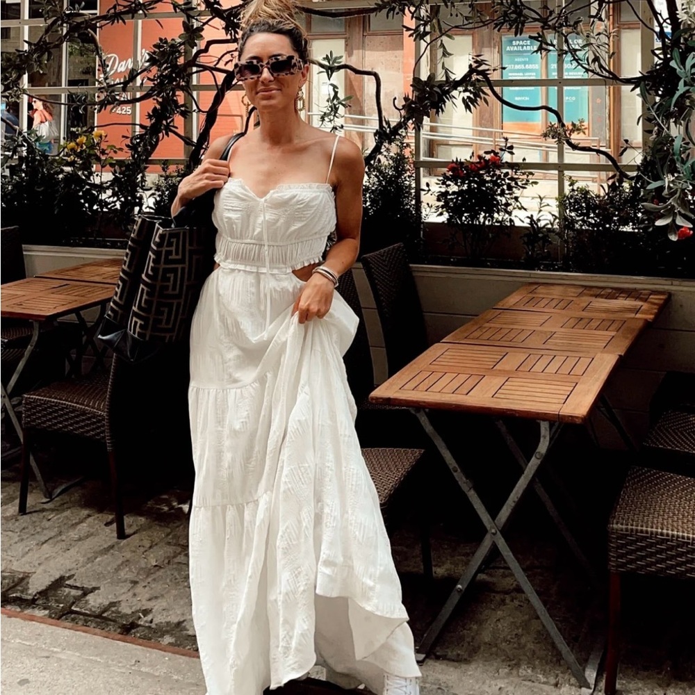 Paola White Boho Maxi Dress
